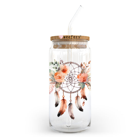 Dreamcatcher Coral 20oz Libbey Glass Can UV DTF or Sublimation Wrap - Decal Transfer Weefers