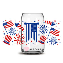 Load image into Gallery viewer, 4th of July USA Flags 16oz Libbey Glass Can UV-DTF or Sublimation Wrap - Decal

