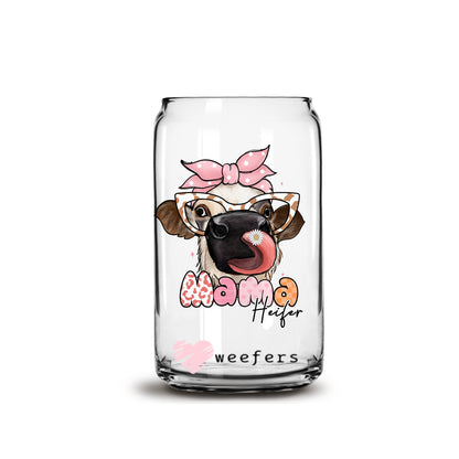 Funny Mama Heifer 16oz Libbey Glass Can UV DTF or Sublimation Wrap - Decal - Weefers