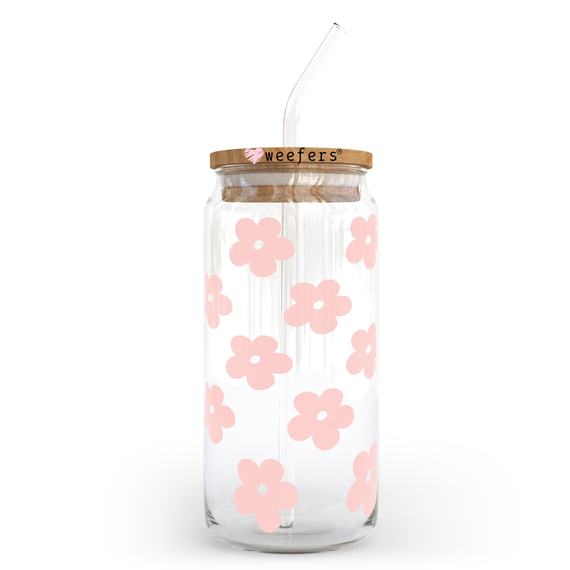 Blush Retro Flowers 20oz Libbey Glass Can, 34oz Hip Sip, 40oz Tumbler UV DTF or Sublimation Decal Transfer - Weefers