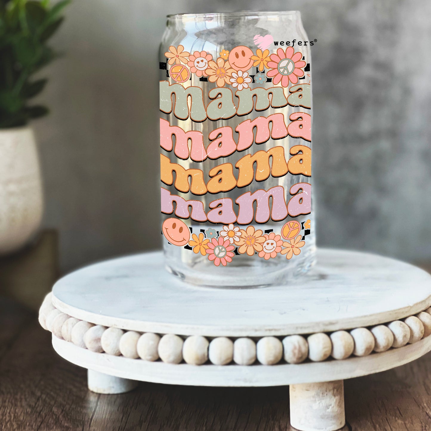 Mama Mama Mama 16oz Libbey Glass Can UV DTF or Sublimation Wrap - Decal - Weefers