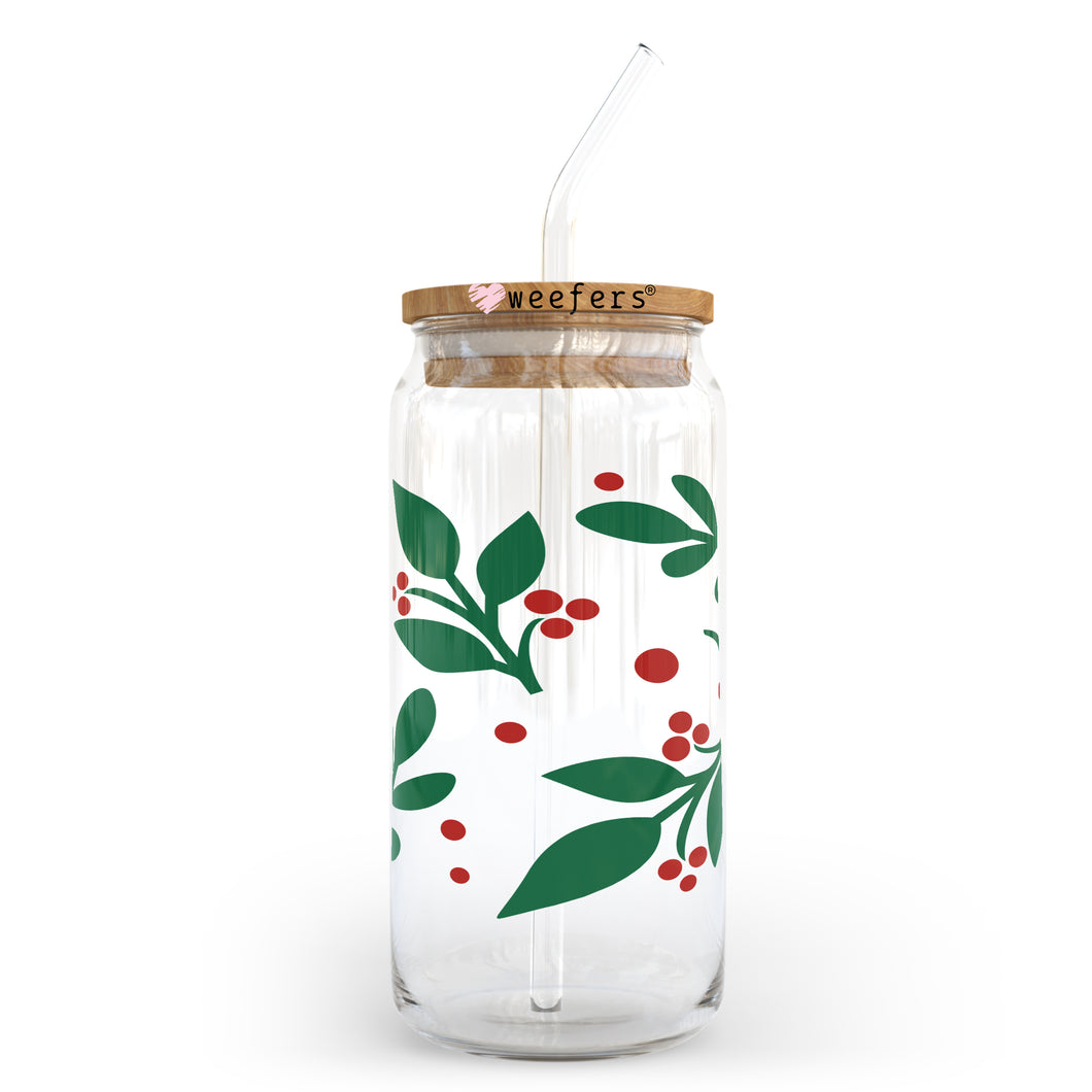 Christmas Sprigs 20oz Libbey Glass Can UV-DTF or Sublimation Wrap - Decal