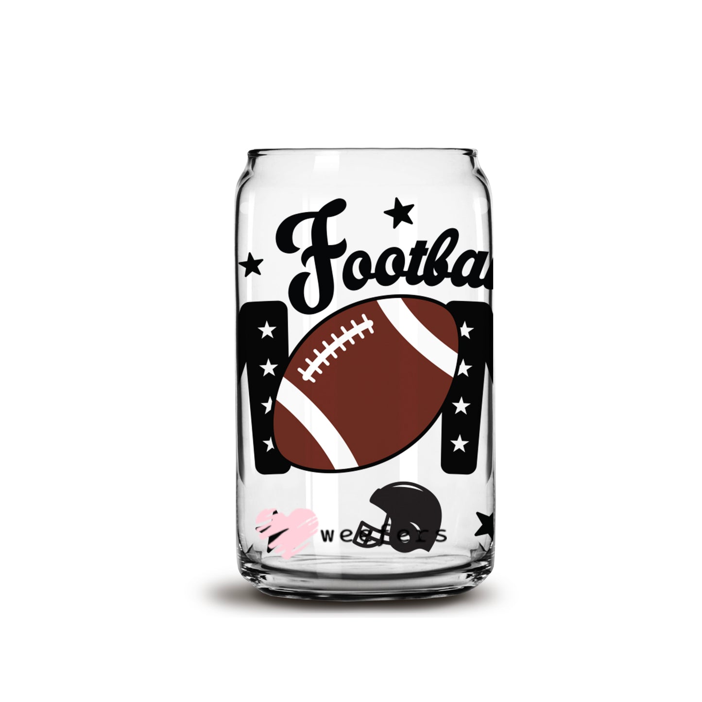 Football Mom Helmets and Footballs 16oz Libbey Glass Can UV DTF or Sublimation Wrap - Decal - Weefers