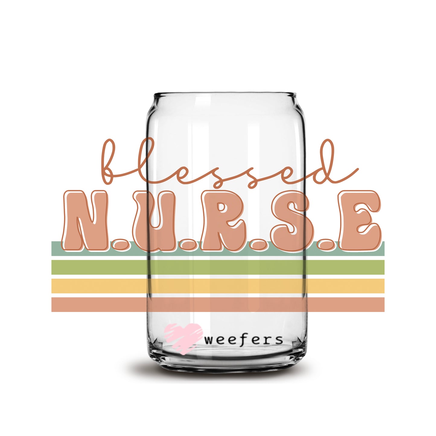 Retro Blessed Nurse  16oz Libbey Glass Can UV DTF or Sublimation Wrap - Decal - Weefers