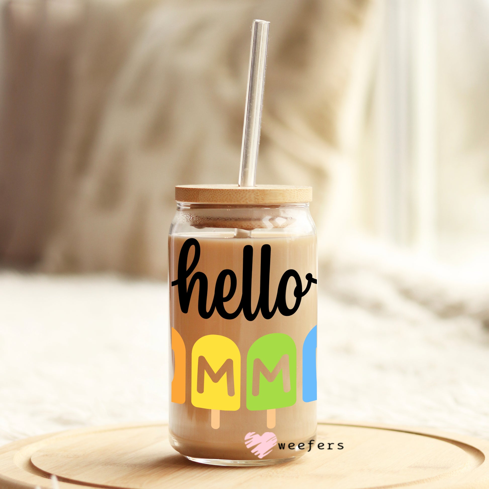 Hello Summer Popsicles 16oz Libbey Glass Can UV DTF or Sublimation Wrap - Decal - Weefers