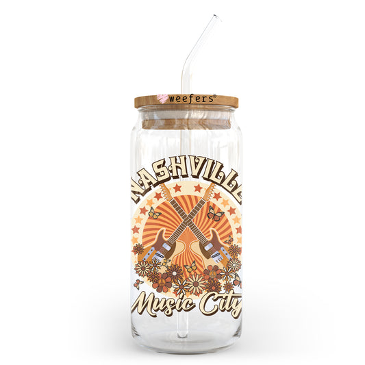 Nashville Music City 20oz Libbey Glass Can UV DTF or Sublimation Wrap - Decal Transfer Weefers