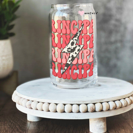 Principal Coral Lightening Bolt 16oz Libbey Glass Can UV DTF or Sublimation Wrap - Decal Weefers