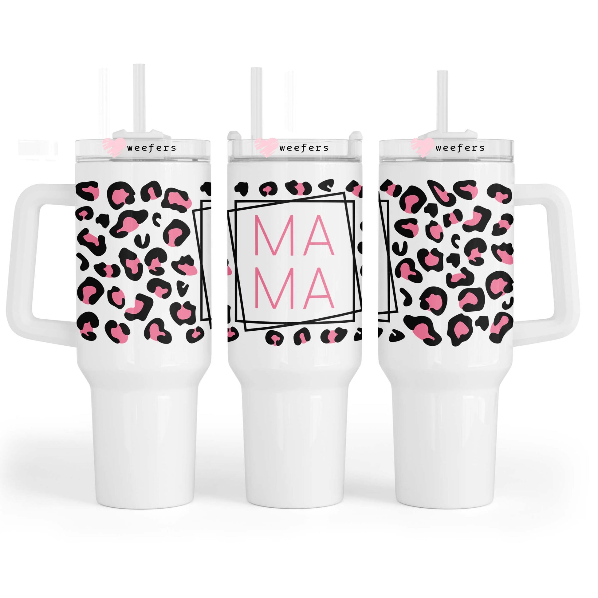 Mama Pink Leopard Print 40oz Tumbler UV DTF or Sublimation Wrap - Decal - Weefers