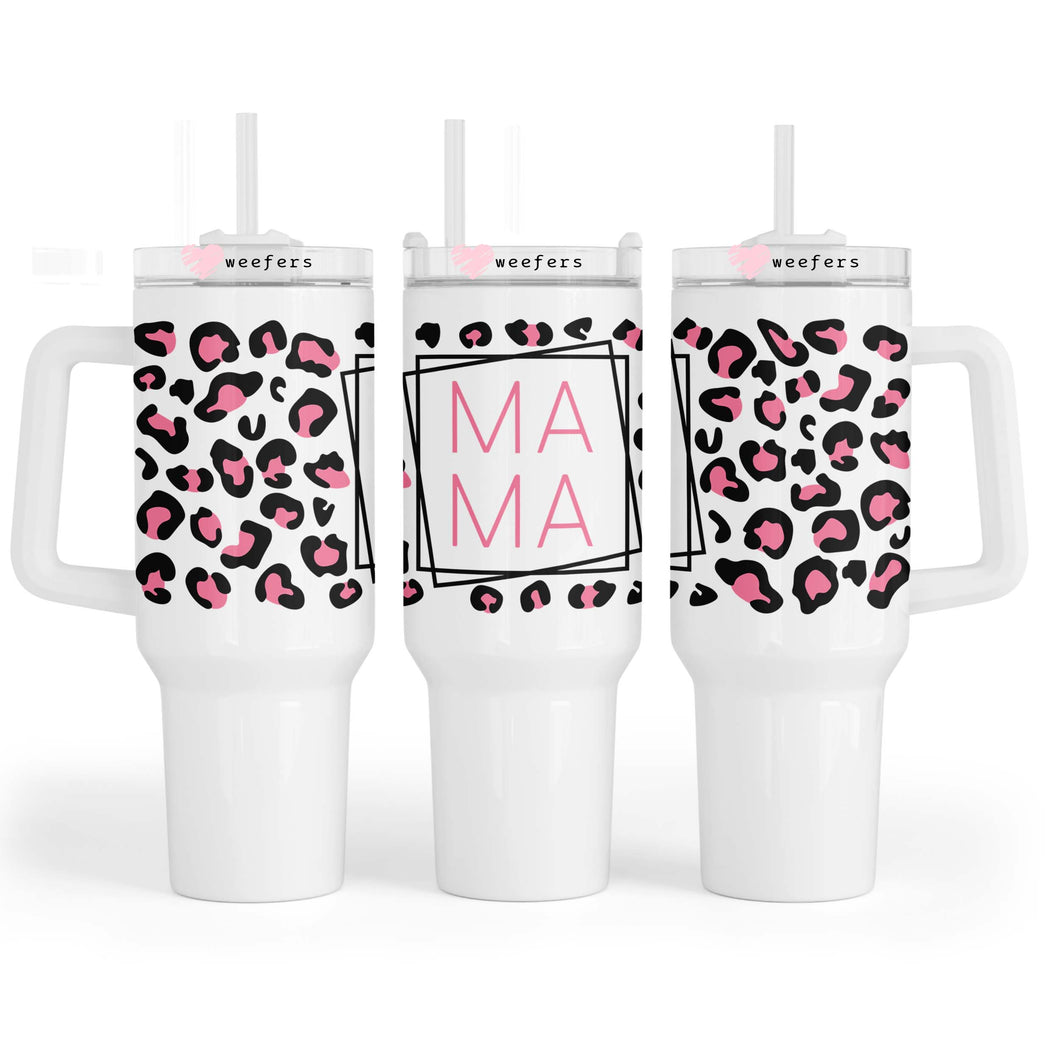 Mama Pink Leopard Print 40oz Tumbler UV-DTF or Sublimation Wrap - Decal