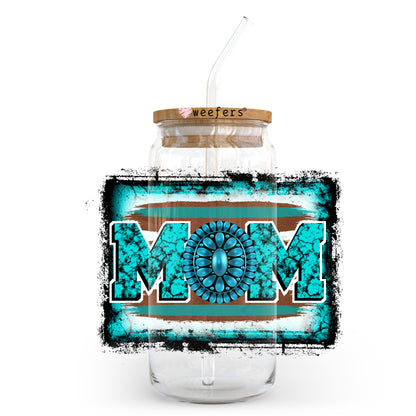 Mom Turquoise  20oz Libbey Glass Can UV DTF or Sublimation Wrap - Decal Transfer - Weefers