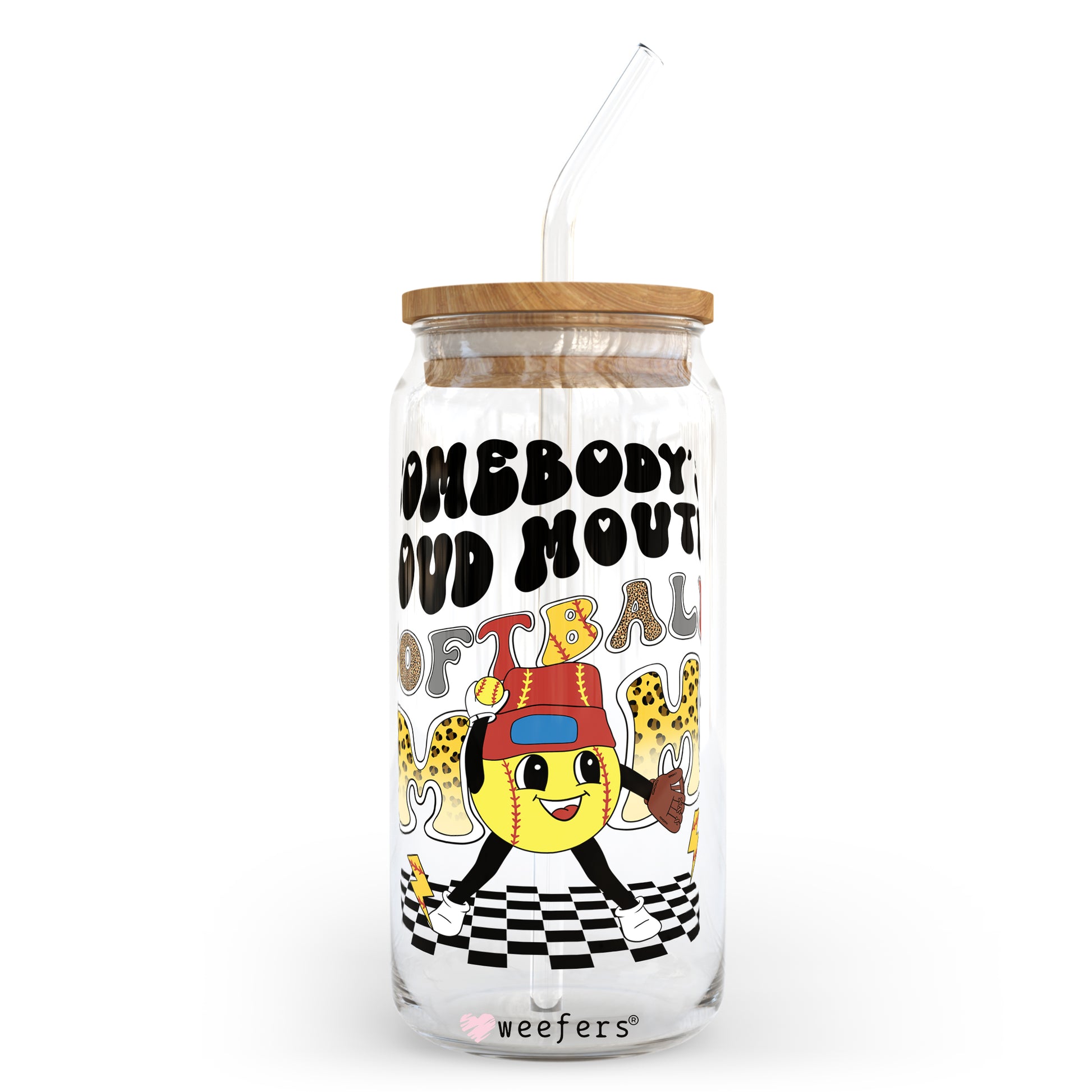 Somebody's Loud Mouth Softball Mom 20oz Libbey Glass Can, 34oz Hip Sip, 40oz Tumbler UV DTF or Sublimation Decal Transfer - Weefers