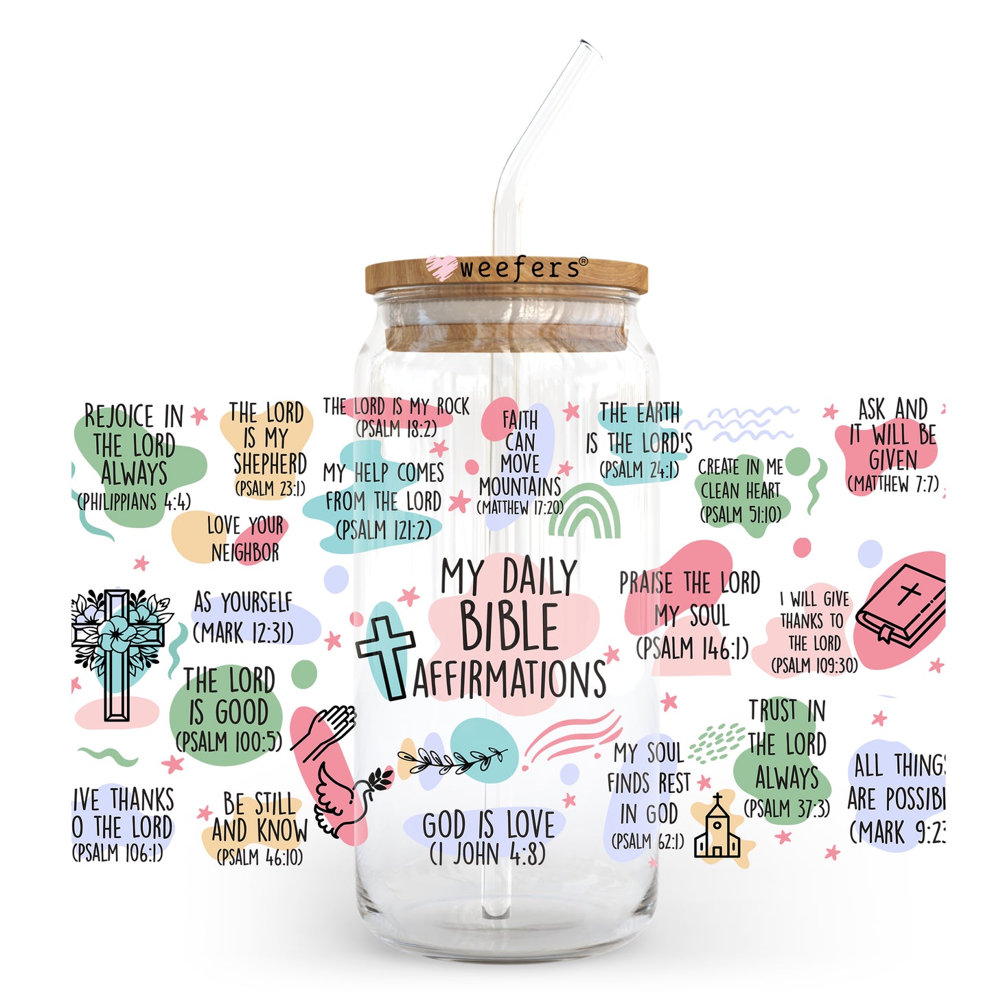 My Bible Daily Affirmations 20oz Libbey Glass Can, 34oz Hip Sip, 40oz Tumbler UV DTF or Sublimation Decal Transfer - Weefers