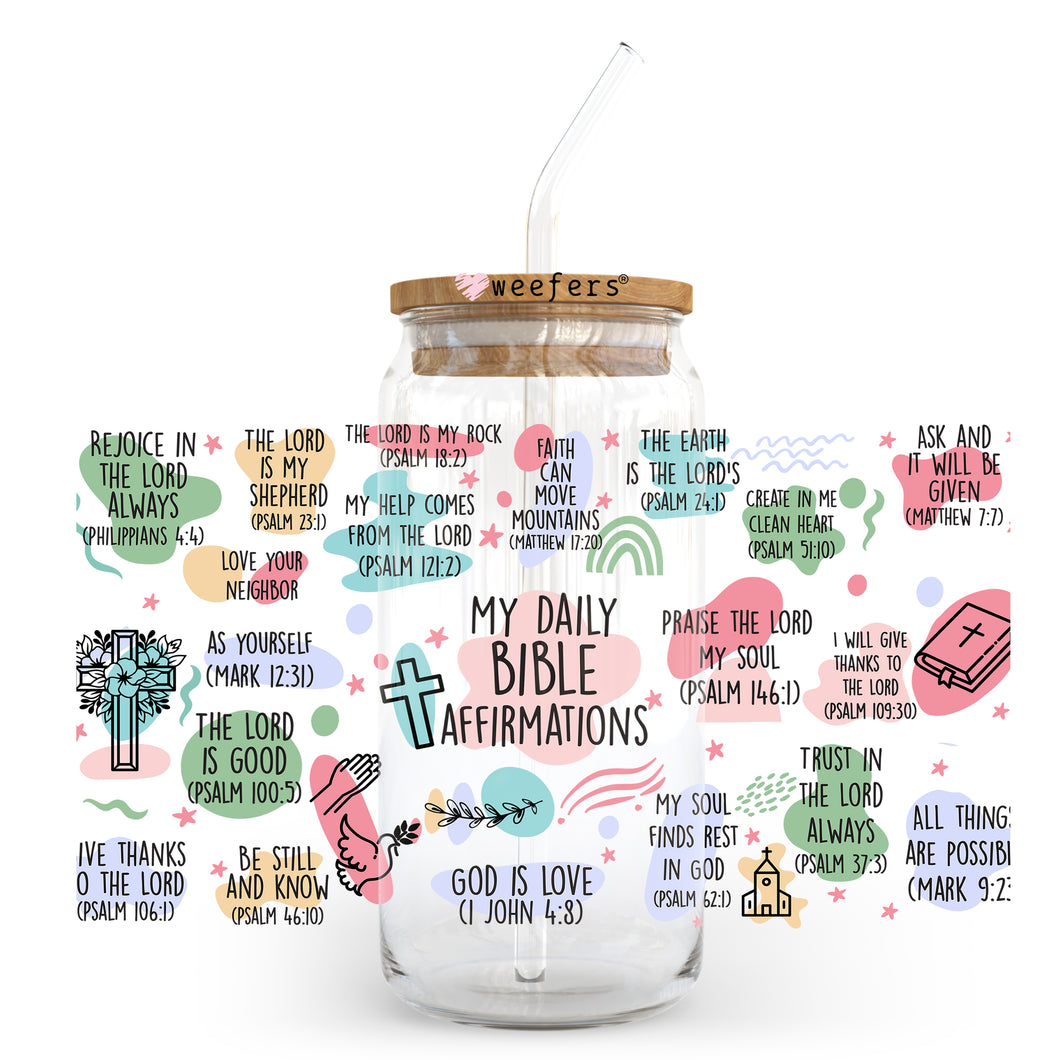 My Bible Daily Affirmations 20oz Libbey Glass Can, 34oz Hip Sip, 40oz Tumbler UVDTF or Sublimation Decal Transfer