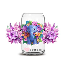 Load image into Gallery viewer, a glass jar with flowers and an elephant in it
