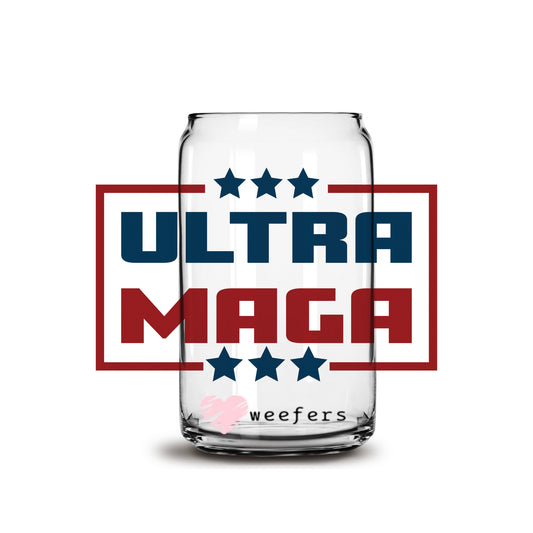 Ultra Maga 16oz Libbey Glass Can UV DTF or Sublimation Wrap - Decal - Weefers