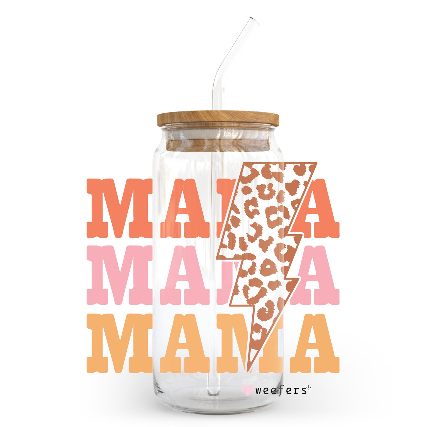 Mama Mama Lightening  20oz Libbey Glass Can, 34oz Hip Sip, 40oz Tumbler UV DTF or Sublimation Decal Transfer - Weefers