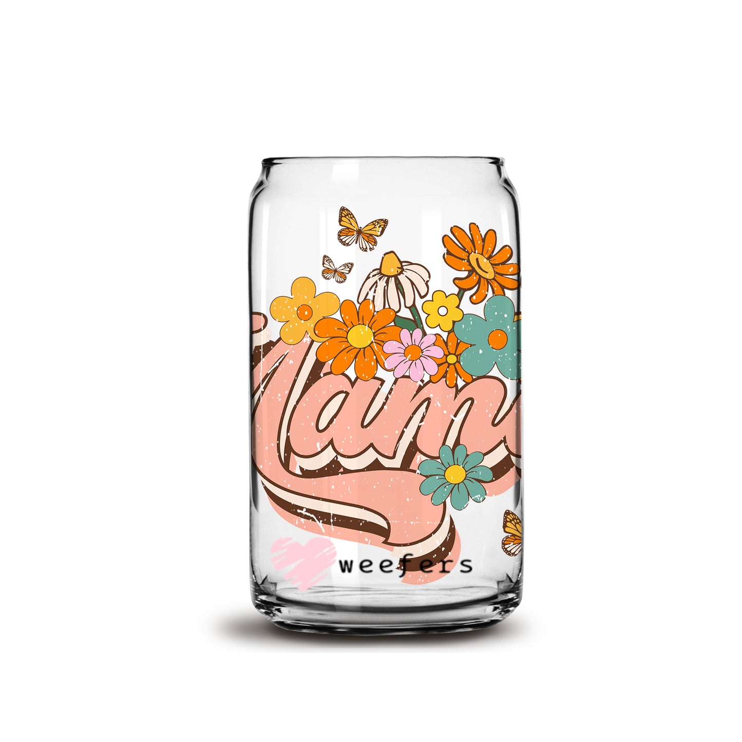 Retro Mama 16oz Libbey Glass Can UV DTF or Sublimation Wrap - Decal - Weefers