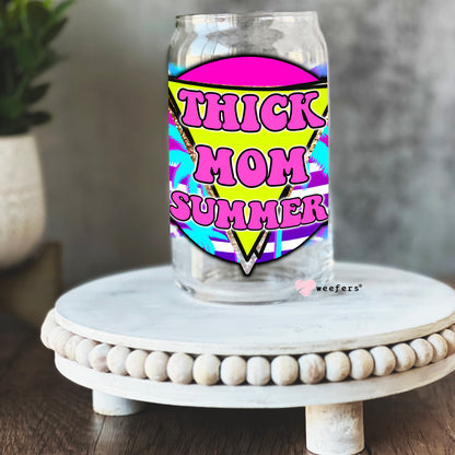 Thick Mom Summer 16oz Libbey Glass Can UV DTF or Sublimation Wrap - Decal - Weefers