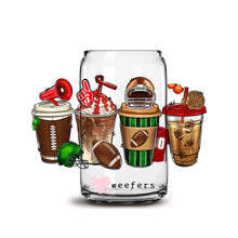 Load image into Gallery viewer, Football Coffee Latte 16oz Libbey Glass Can UV-DTF or Sublimation Wrap - Decal
