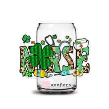 Load image into Gallery viewer, St Patrick&#39;s Day - Nurse Shamrocks Libbey Glass Can Wrap UV-DTF Sublimation Transfers
