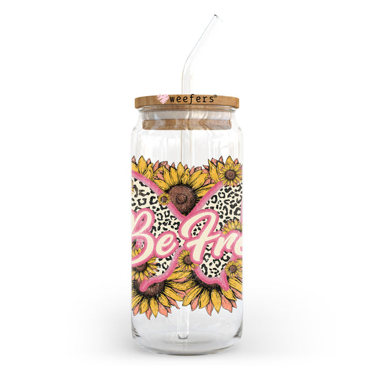 Be Free 20oz Libbey Glass Can UV DTF or Sublimation Wrap - Decal Transfer Weefers