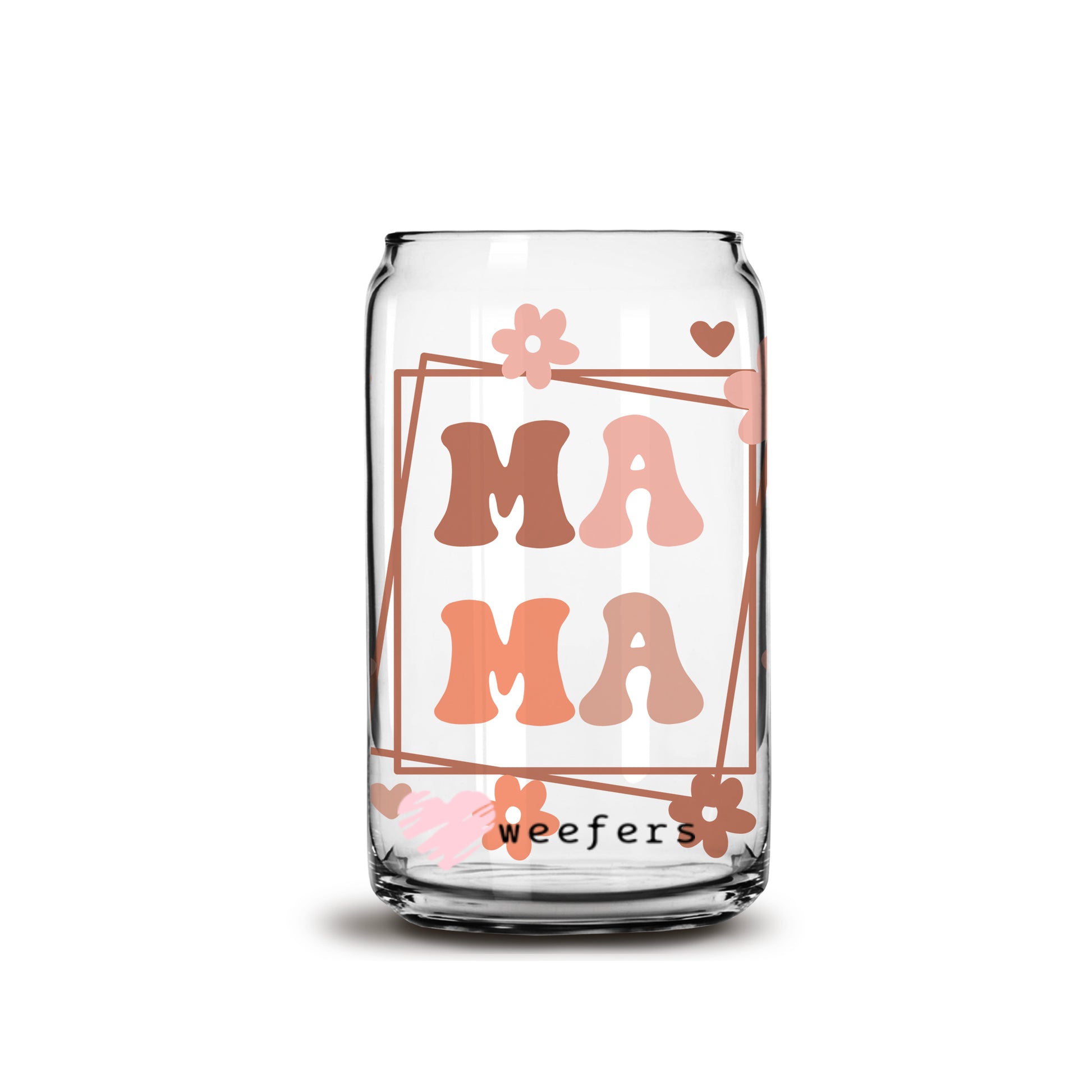 Mama Boho Flowers Libbey Glass Can UV DTF or Sublimation Wrap - Decal - Weefers