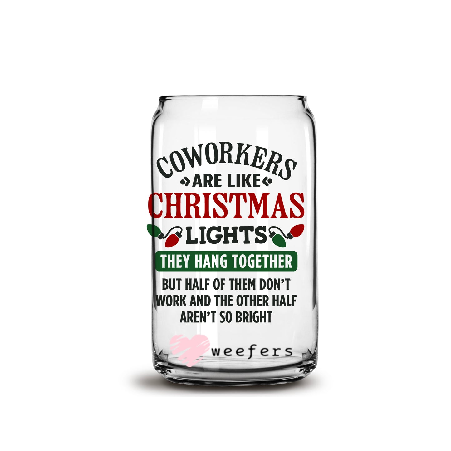 CoWorkers Are Like Christmas Lights 16oz Libbey Glass Can UV DTF or Sublimation Wrap - Decal Transfer - Weefers