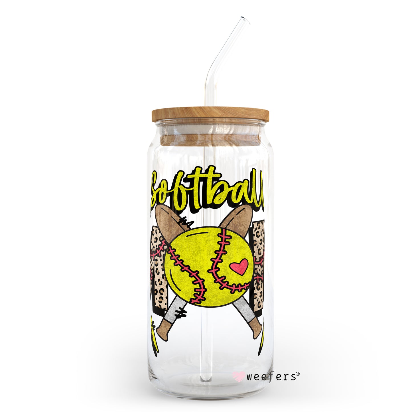 Softball Lightening 20oz Libbey Glass Can, 34oz Hip Sip, 40oz Tumbler UV DTF or Sublimation Decal Transfer - Weefers