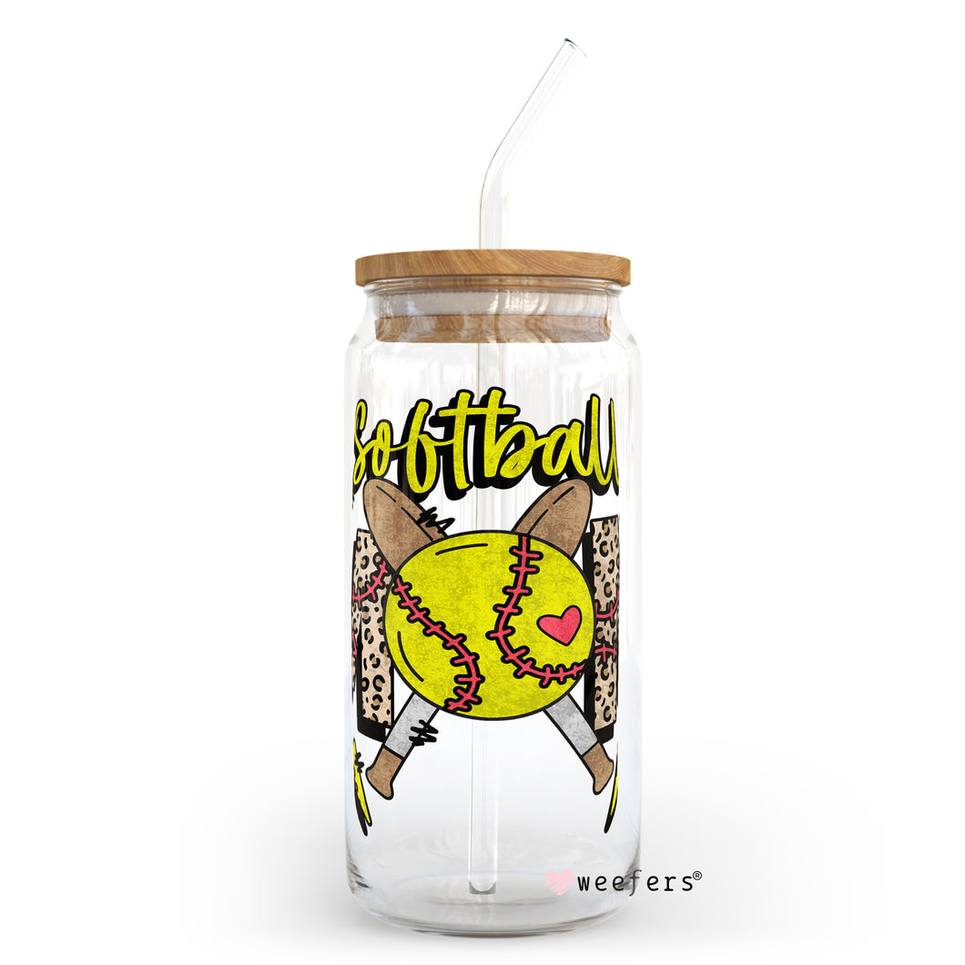 Softball Lightening 20oz Libbey Glass Can UV-DTF or Sublimation Wrap - Decal