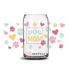 Load image into Gallery viewer, Dog Mom Hearts and Paws Print 16oz Libbey Glass Can UV-DTF or Sublimation Wrap - Decal
