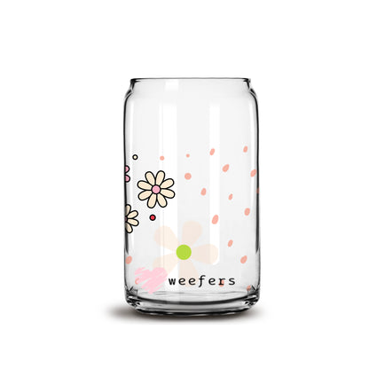 Whimsical Floral 16oz Libbey Glass Can UV DTF or Sublimation Wrap - Decal - Weefers