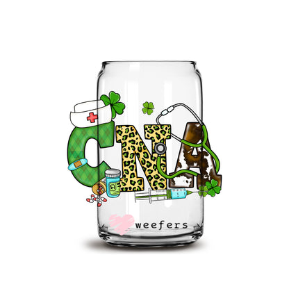 CNA St Patrick's Day 16oz Libbey Glass Can UV DTF or Sublimation Cup Wrap - Decal Transfer - Weefers