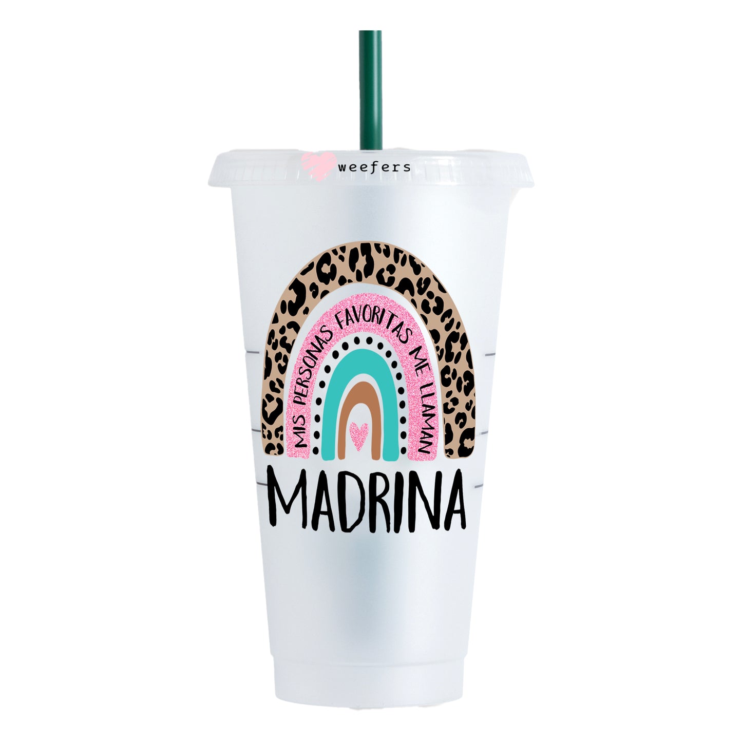 Spanish Mother's Day Boho Rainbow Madrina 24oz UV DTF Cold Cup Wrap - Ready to apply Decal - Weefers