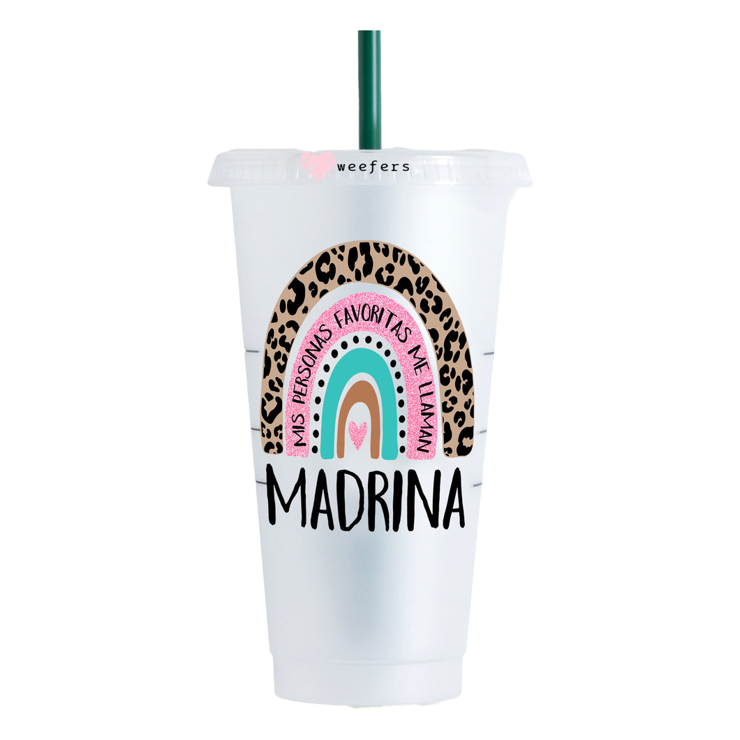 Spanish Mother's Day Boho Rainbow Madrina 24oz UV-DTF Cold Cup Wrap - Ready to apply Decal