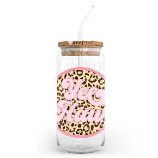 Yee Haw Pink 20oz Libbey Glass Can UV DTF or Sublimation Wrap - Decal Transfer Weefers