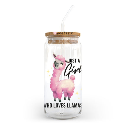 Just a Girl Who Loves Llamas 20oz Libbey Glass Can UV DTF or Sublimation Wrap - Decal Transfer - Weefers