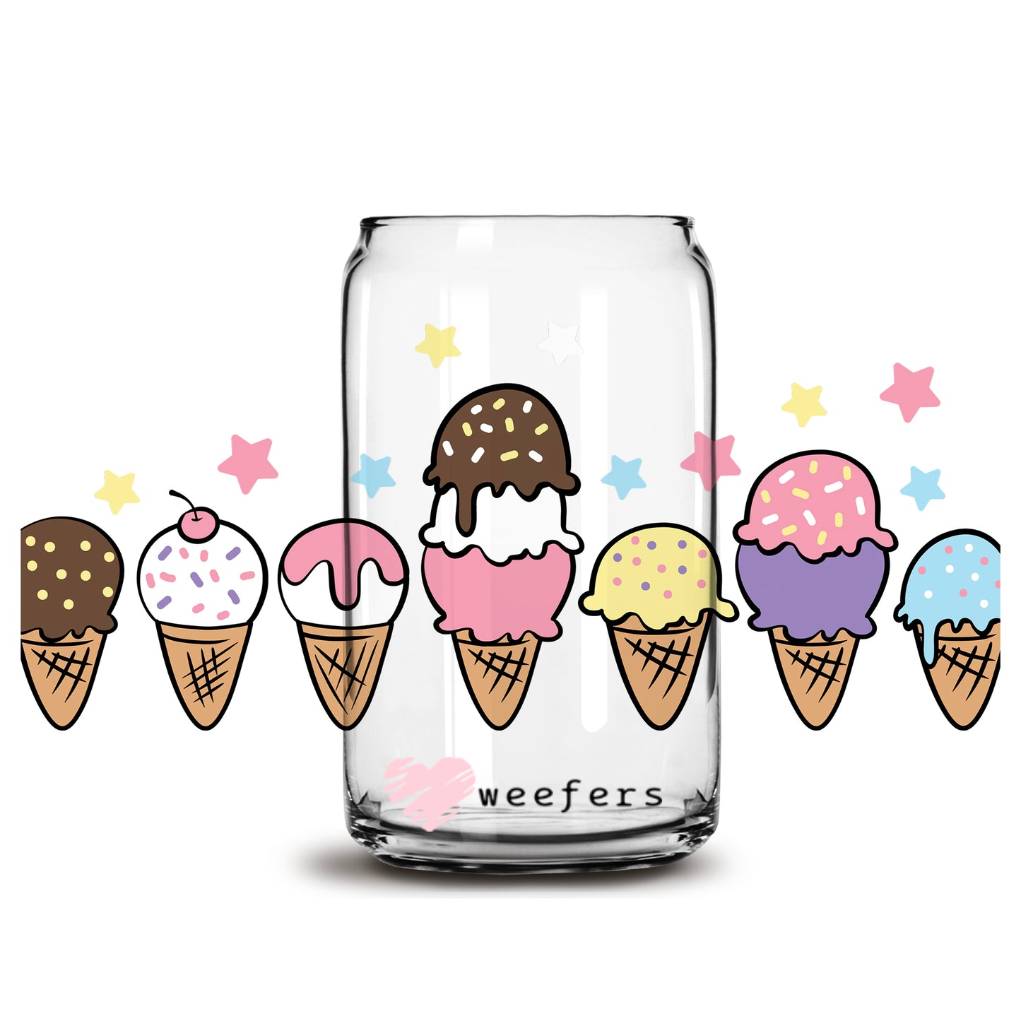 Yummy Ice Cream 16oz Libbey Glass Can UV DTF or Sublimation Wrap - Decal - Weefers