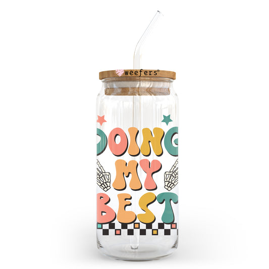 Doing My Best Retro 20oz Libbey Glass Can UV DTF or Sublimation Wrap - Decal Weefers