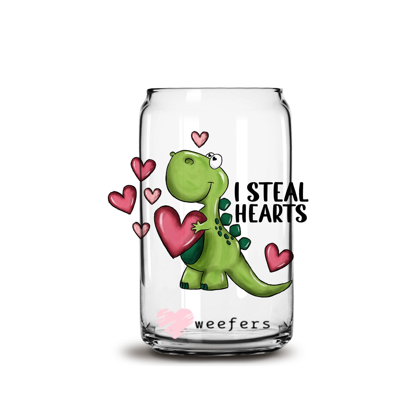 I Steal Hearts Dragon 16oz Libbey Glass Can UV DTF or Sublimation Cup Wrap - Decal Transfer - Weefers