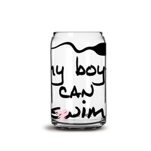 Load image into Gallery viewer, My Boys Can Swim Baby Announcement 16oz Libbey Glass Can UV-DTF or Sublimation Wrap - Decal
