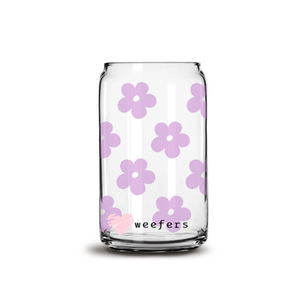 Retro Purple Flowers Libbey Glass Can UV DTF or Sublimation Wrap - Decal - Weefers