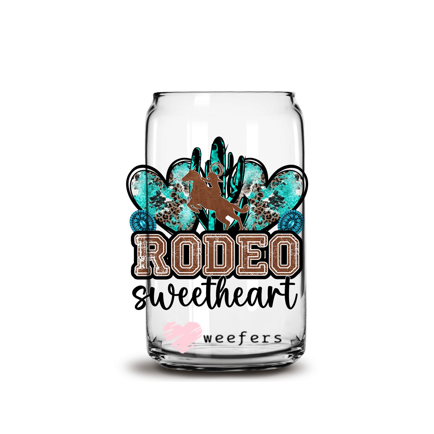 Rodeo Sweetheart 16oz Libbey Glass Can UV DTF or Sublimation Wrap - Decal - Weefers