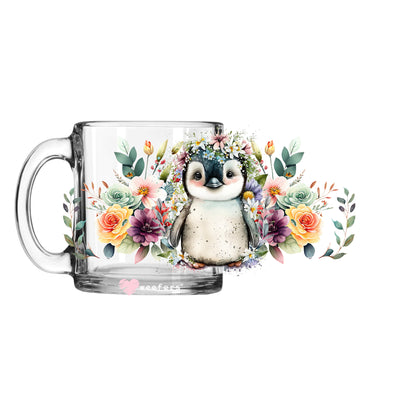 Penguin Floral 11oz Coffee Mug UV DTF or Sublimation Wrap - Decal - Weefers