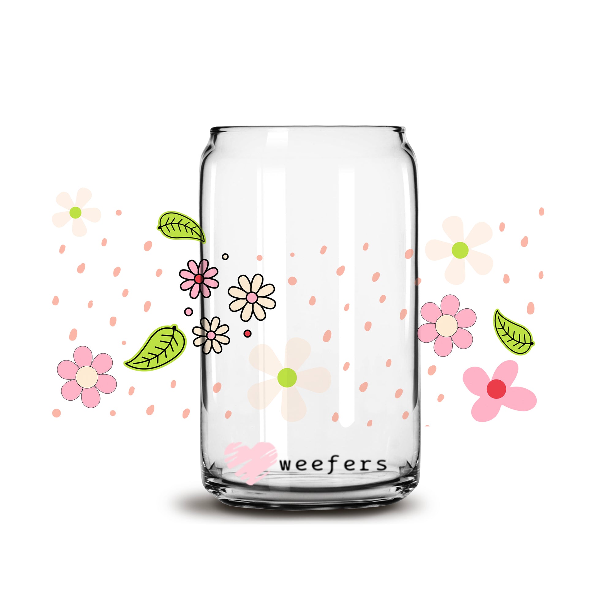 Whimsical Floral 16oz Libbey Glass Can UV DTF or Sublimation Wrap - Decal - Weefers