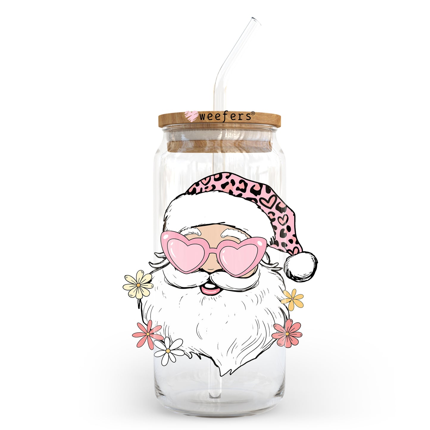 Bougee Santa Clause 20oz Libbey Glass Can UV DTF or Sublimation Wrap - Decal - Weefers