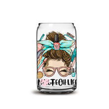 Load image into Gallery viewer, Nail Tech Life Messy Bun 16oz Libbey Glass Can UV-DTF or Sublimation Wrap - Decal
