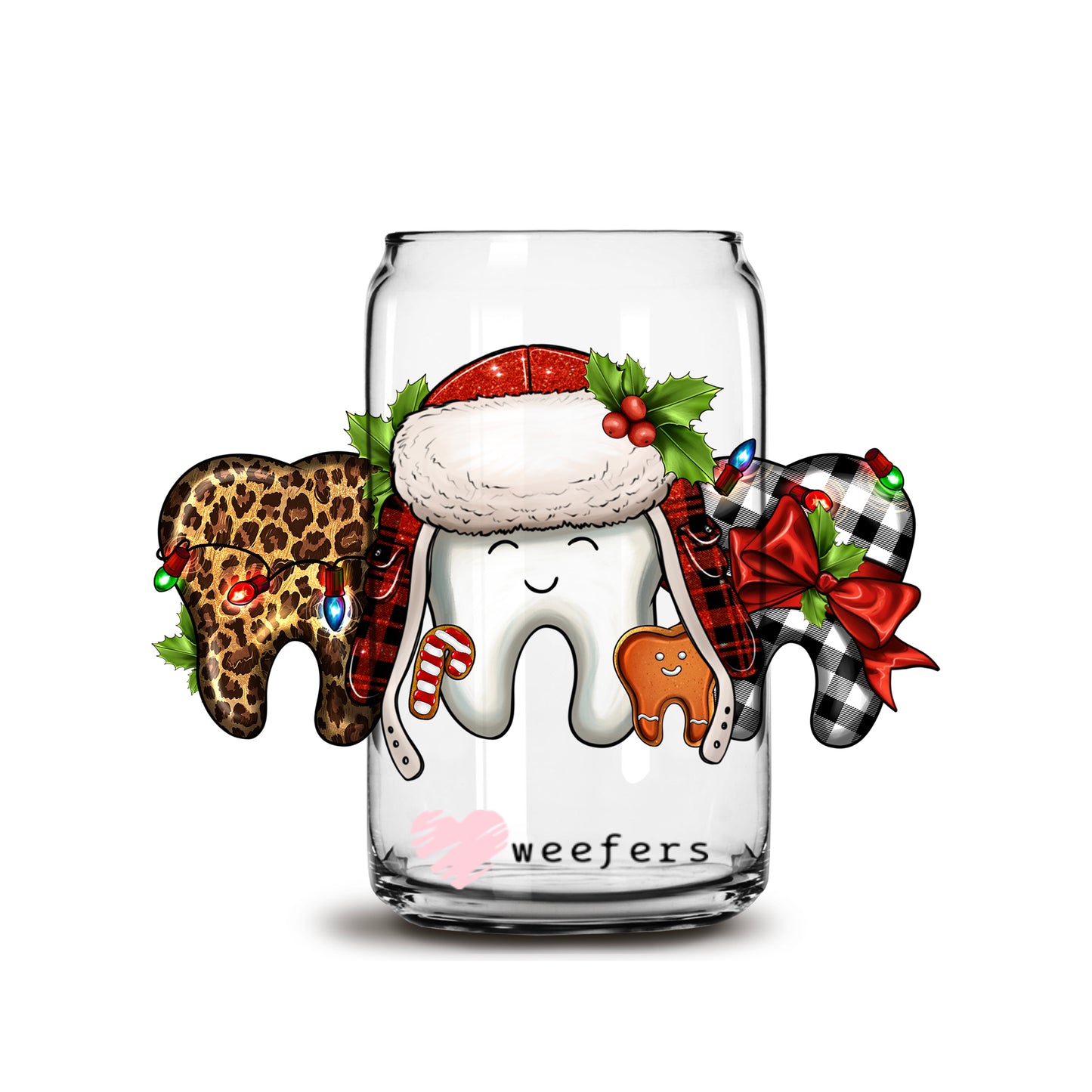 Christmas Clark Dentist 16oz Libbey Glass Can UV DTF or Sublimation Wrap - Decal - Weefers