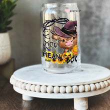 Load image into Gallery viewer, Moo I mean Boo Cute Cow Halloween 16oz Libbey Glass Can UV-DTF or Sublimation Wrap - Decal
