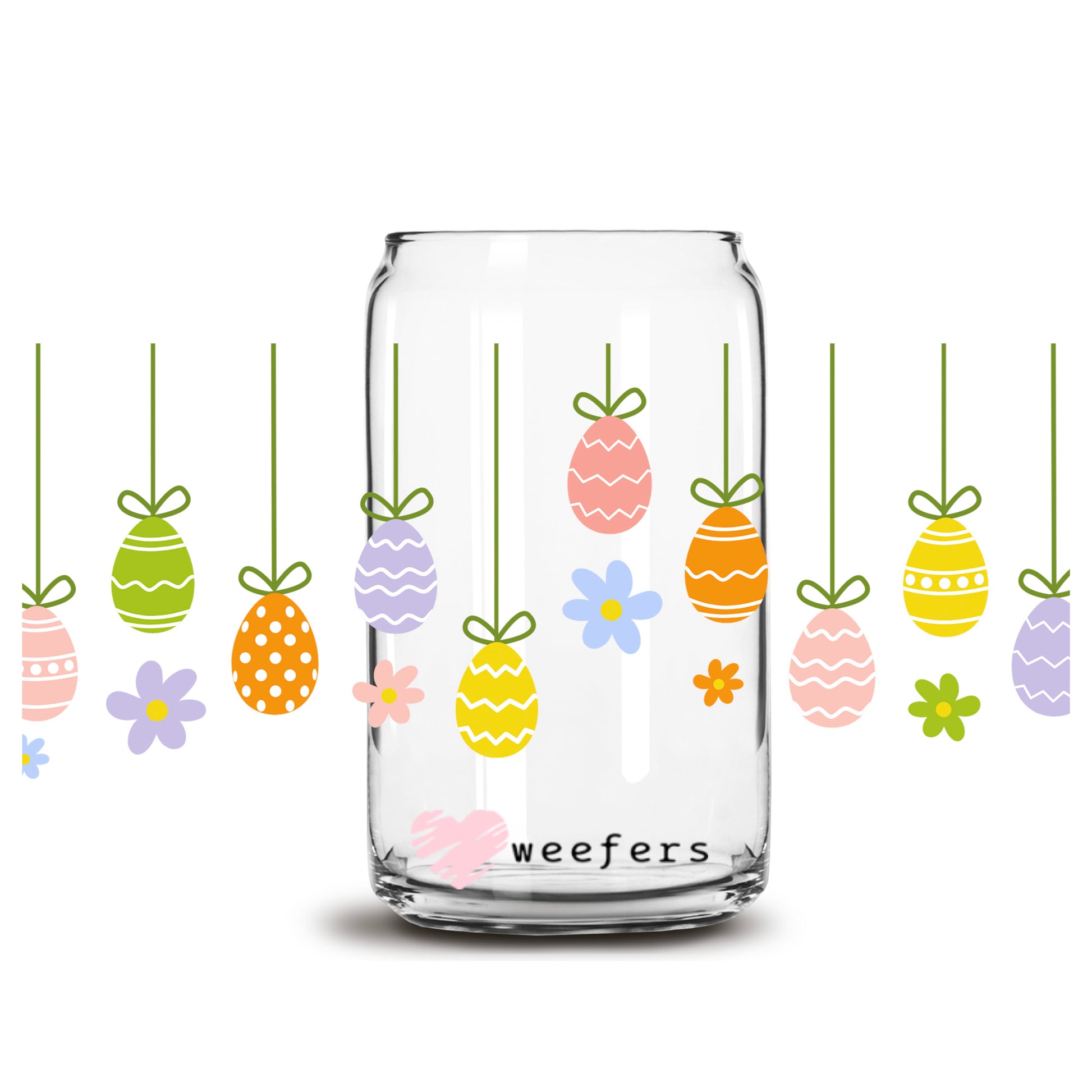 Easter Egg Ornaments 16oz Libbey Glass Can UV DTF or Sublimation Cup Wrap - Decal Transfer - Weefers