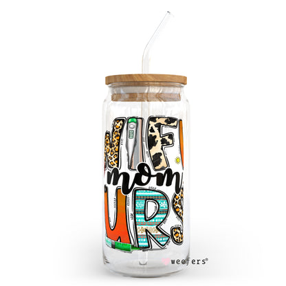 Wife Mom Nurse 20oz Libbey Glass Can, 34oz Hip Sip, 40oz Tumbler UV DTF or Sublimation Decal Transfer - Weefers